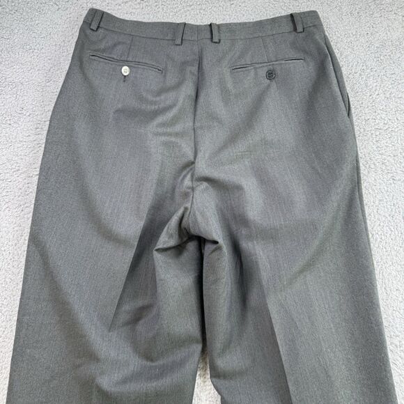 S Zanella Pants Mens 36x30 Green Wool Trousers Pleated Cuffed Business - Picture 8 of 11